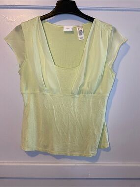 Axcess by Liz Claiborne Light Greenish-Yellow V-Neck Top - size L